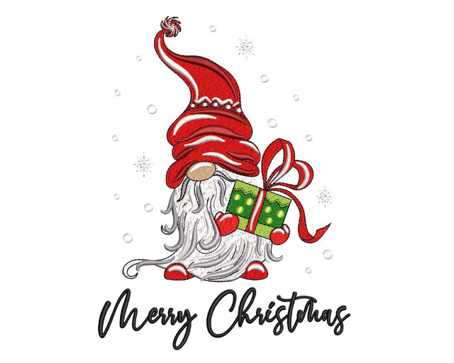 Merry Christmas Gnome Embroidery Design, 5 sizes, Instant Download Embroidery/Applique DESIGNS Nino Nadaraia 