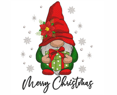 Merry Christmas Gnome Embroidery Design, 5 sizes, Instant Download Embroidery/Applique DESIGNS Nino Nadaraia 