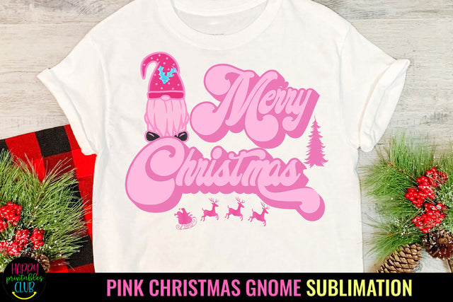Merry Christmas Gnome PNG I Pink Christmas Gnome Sublimation Sublimation Happy Printables Club 