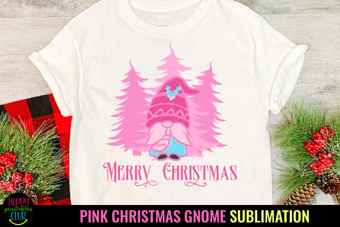 Merry Christmas Gnome PNG I Pink Christmas Gnome Sublimation Sublimation Happy Printables Club 