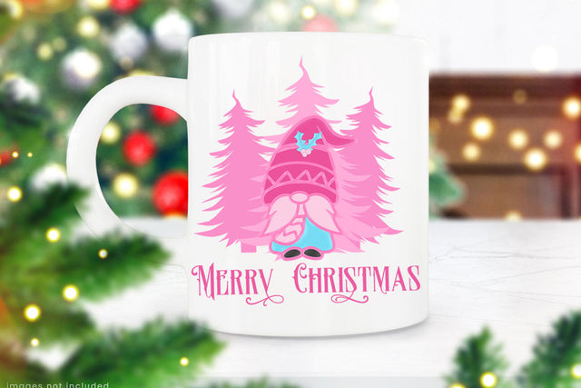 Merry Christmas Gnome PNG I Pink Christmas Gnome Sublimation Sublimation Happy Printables Club 
