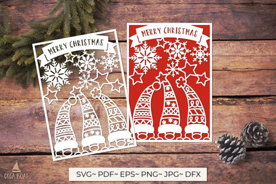 Merry christmas gnome svg | Merry christmas layered card 3D Paper Olga Boat Design 
