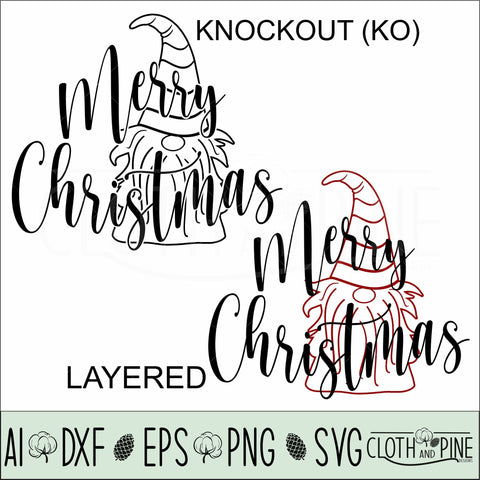 Merry Christmas Gnome. Two Designs Available SVG Cloth and Pine Designs 