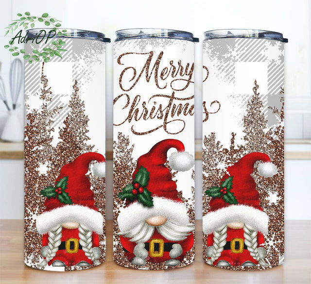 Merry Christmas Gnomes 20oz Skinny Tumbler Png, Christmas Gnomes Tumbler, Santa Gnomes Tumbler, Gnome Design Png, Christmas Tumbler Sublimation AdriOP 