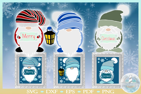 Merry Christmas Gnomes SVG - Gnome with Lantern SVG Harbor Grace Designs 