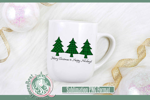Merry Christmas-Green Trees Sublimation Sublimation QueenBrat Digital Designs 