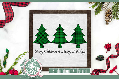 Merry Christmas-Green Trees Sublimation Sublimation QueenBrat Digital Designs 