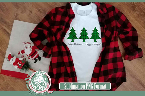 Merry Christmas-Green Trees Sublimation Sublimation QueenBrat Digital Designs 