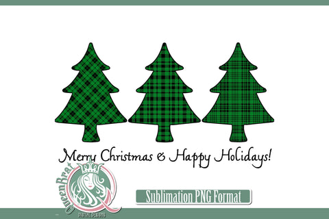 Merry Christmas-Green Trees Sublimation Sublimation QueenBrat Digital Designs 