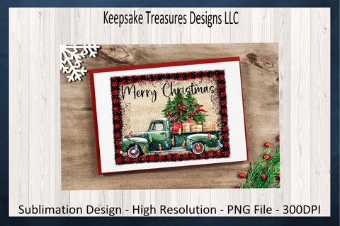 Merry Christmas Green Truck PNG, Farmhouse Pickup Truck, Rustic Christmas, Sublimation Printable PNG, Digital Download Sublimation Keepsake Treasures Designs LLC. 