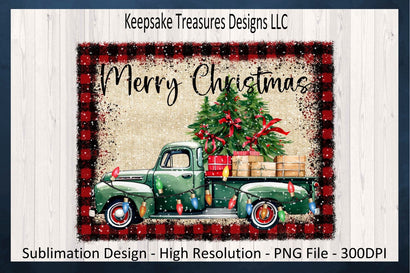 Merry Christmas Green Truck PNG, Farmhouse Pickup Truck, Rustic Christmas, Sublimation Printable PNG, Digital Download Sublimation Keepsake Treasures Designs LLC. 