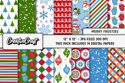 Merry Christmas Holiday Digital Papers, scrapbooking backgrounds designs Digital Pattern CreativeCraftShop 