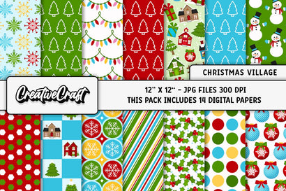 Merry Christmas Holiday Digital Papers, scrapbooking backgrounds designs Digital Pattern CreativeCraftShop 