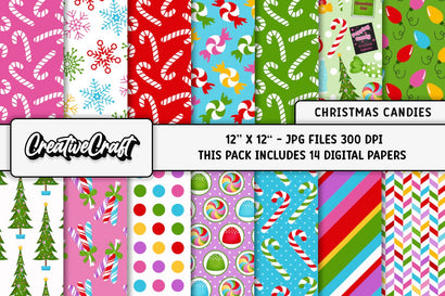 Merry Christmas Holiday Digital Papers, scrapbooking backgrounds designs Digital Pattern CreativeCraftShop 