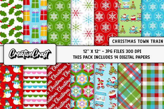 Merry Christmas Holiday Digital Papers, scrapbooking backgrounds designs Digital Pattern CreativeCraftShop 