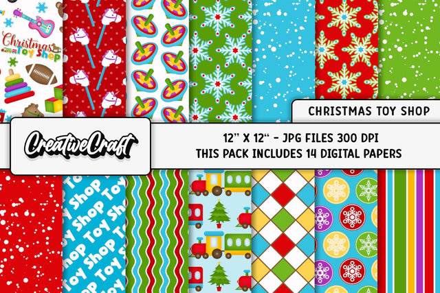 Merry Christmas Holiday Digital Papers, scrapbooking backgrounds designs Digital Pattern CreativeCraftShop 
