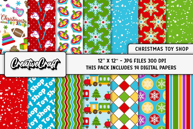 Merry Christmas Holiday Digital Papers, scrapbooking backgrounds designs Digital Pattern CreativeCraftShop 