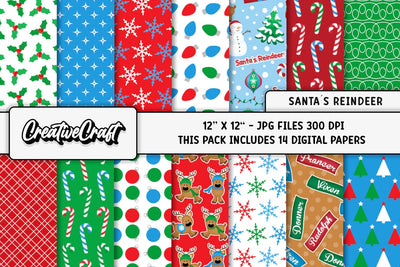 Merry Christmas Holiday Digital Papers, scrapbooking backgrounds designs Digital Pattern CreativeCraftShop 