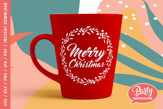 MERRY CHRISTMAS HOLIDAY WREATH SVG | Christmas SVG SVG Partypantaloons 