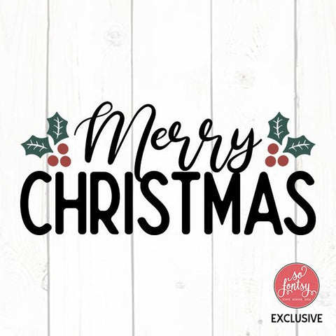 Merry Christmas Holly Berries SVG Ikonart Design Shop 