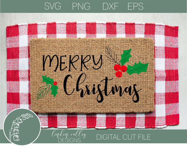 Merry Christmas Holly SVG SVG Linden Valley Designs 