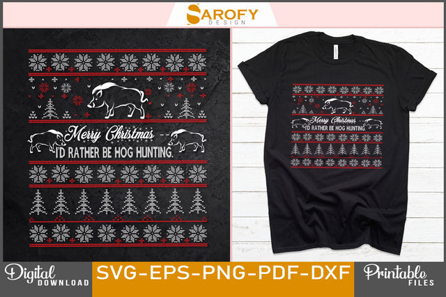 Merry Christmas, I'd rather be fishing SVG File SVG Sarofydesign 