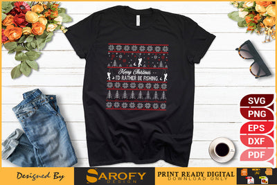 Merry Christmas, I'd rather be fishing SVG File SVG Sarofydesign 