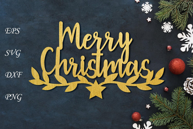 Merry christmas laser cut file, Christmas cake topper papercut SVG AnastasiyaArtDesign 