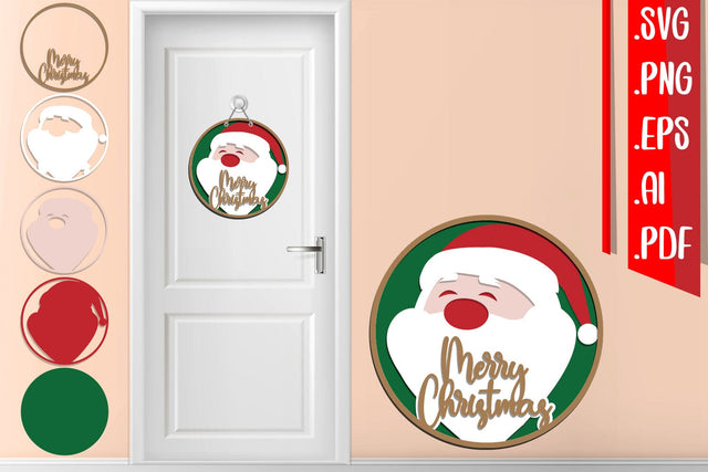 Merry Christmas Layered Door Sign Svg Cut Files SVG zafrans studio 