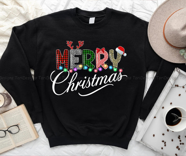 Merry Christmas Leopard Buffalo Red Plaid PNG Sublimation Design Sublimation ToriDesigns 
