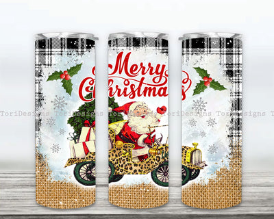 Merry Christmas Leopard Old Truck 20oz Skinny Tumbler Sublimation Designs, hristmas Tumbler PNG, Xmas Tumbler PNG Sublimation ToriDesigns 