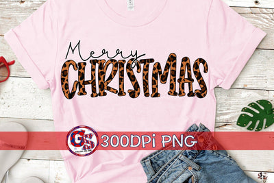 Merry Christmas Leopard Print PNG for Sublimation Sublimation Greedy Stitches 