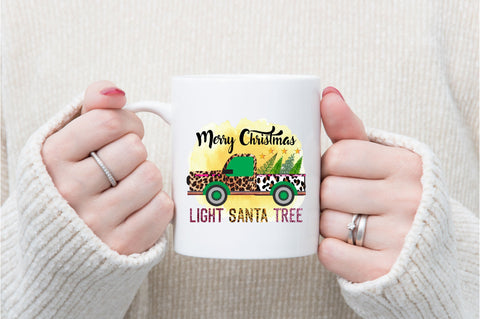 Merry Christmas Light Santa Tree Sublimation SVGArt 