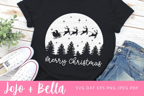 Merry Christmas Moon Svg, Santa Sleigh Svg, Christmas Shirt Svg, Christmas Gift png, Christmas Sign DXF, Christmas Svgs, Christmas Shirt PNG SVG Jojo&Bella 