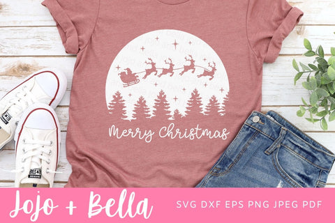 Merry Christmas Moon Svg, Santa Sleigh Svg, Christmas Shirt Svg, Christmas Gift png, Christmas Sign DXF, Christmas Svgs, Christmas Shirt PNG SVG Jojo&Bella 