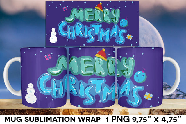 Merry Christmas Mug Sublimation Wrap Sublimation Natasha Prando 