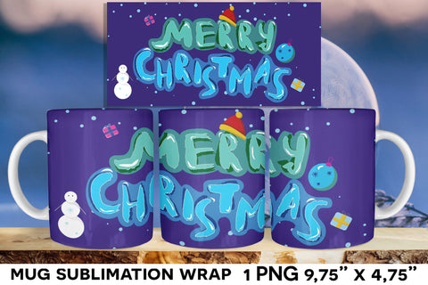 Merry Christmas Mug Sublimation Wrap Sublimation Natasha Prando 