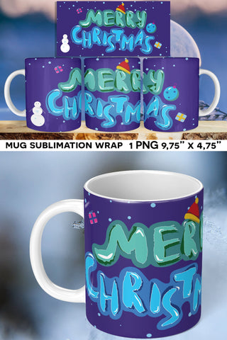 Merry Christmas Mug Sublimation Wrap Sublimation Natasha Prando 