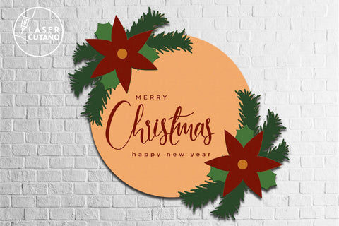 MERRY CHRISTMAS Multilayer Laser Cut Files, Mandala, Round Sign SVG, 3D Designs SVG LaserCutano 