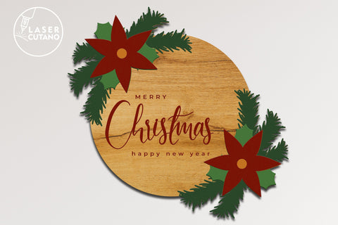 MERRY CHRISTMAS Multilayer Laser Cut Files, Mandala, Round Sign SVG, 3D Designs SVG LaserCutano 