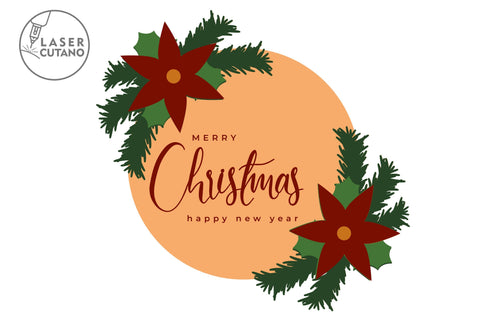 MERRY CHRISTMAS Multilayer Laser Cut Files, Mandala, Round Sign SVG, 3D Designs SVG LaserCutano 