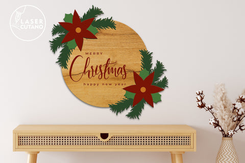 MERRY CHRISTMAS Multilayer Laser Cut Files, Mandala, Round Sign SVG, 3D Designs SVG LaserCutano 