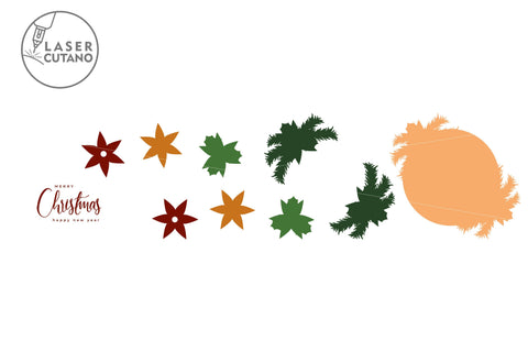 MERRY CHRISTMAS Multilayer Laser Cut Files, Mandala, Round Sign SVG, 3D Designs SVG LaserCutano 