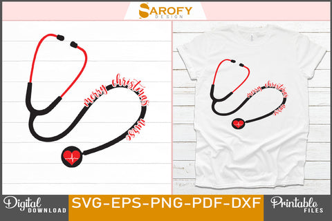 Merry Christmas Nurse Design SVG File SVG Sarofydesign 