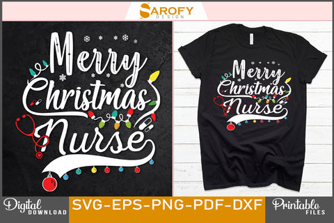 Merry Christmas Nurse Design SVG File SVG Sarofydesign 