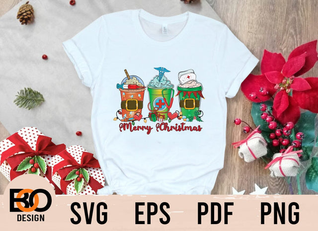 Merry Christmas Nurse SVG, Merry Christmas Png, Coffee, Nurse Png, Nurse Coffee, Christmas Drinks, Sublimation Design, Digital Download Sublimation BOO-design 