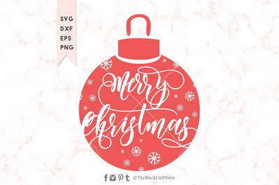 Merry Christmas ornament cut file SVG TheBlackCatPrints 