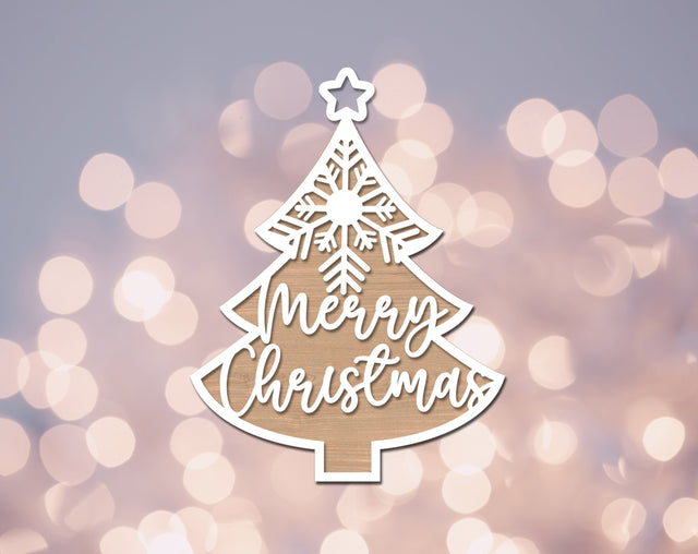 Merry Christmas Ornament Laser SVG Cut File SVG HappyDesignStudio 