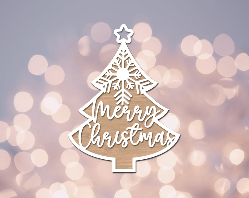 Merry Christmas Ornament Laser SVG Cut File SVG HappyDesignStudio 