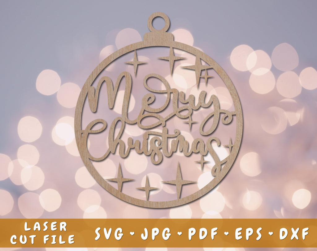 Merry Christmas Ornament Laser SVG Cut File - So Fontsy